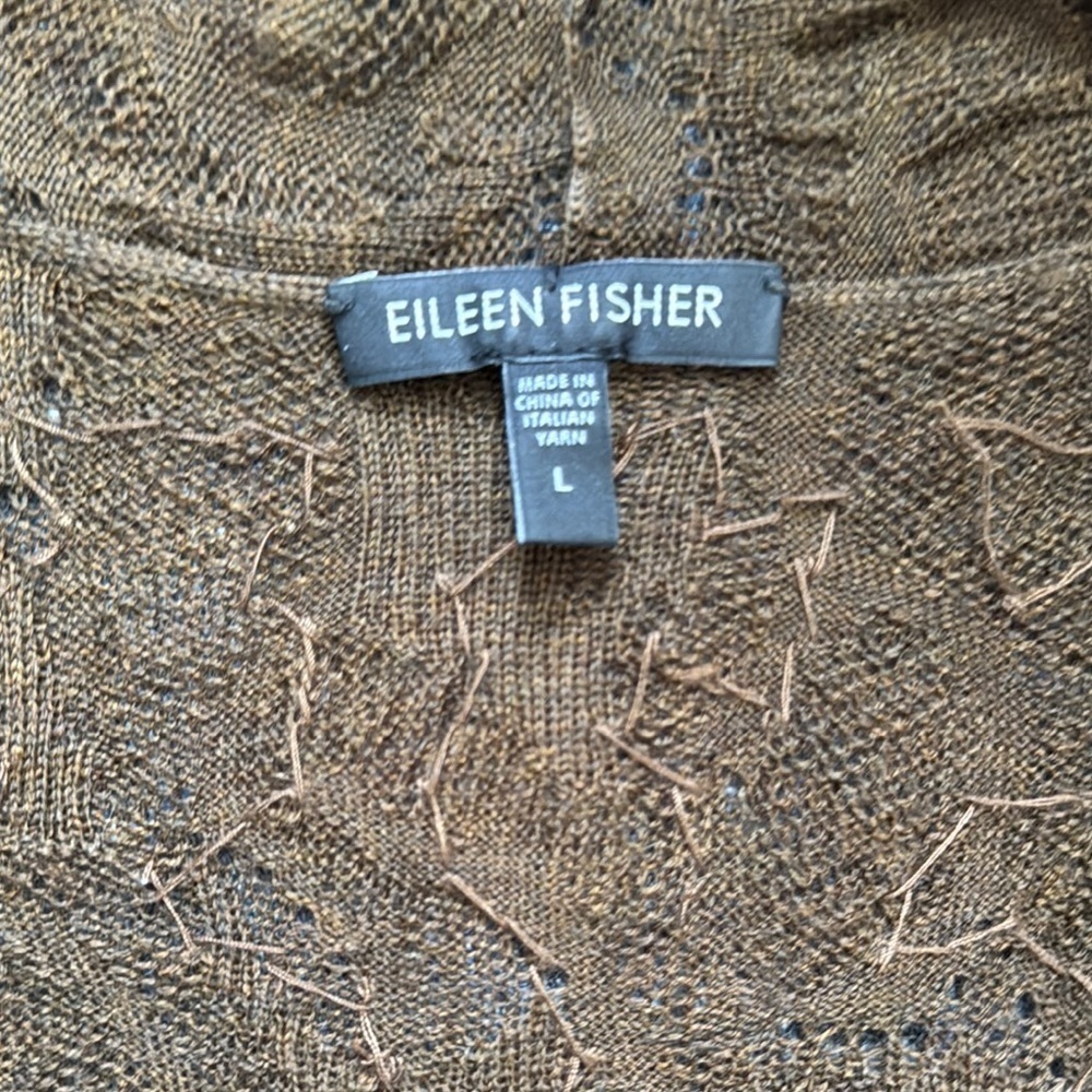 Eileen Fisher Brown Cardigan Sweater with Open Front and Long Length Size L - Picture 6 of 7
